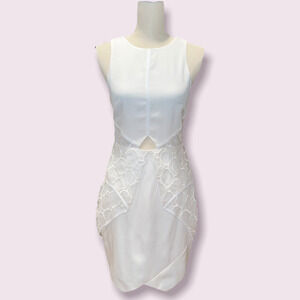 Lumier by Bariano Sleeveless Cream Overlay Geometric Dress Size S